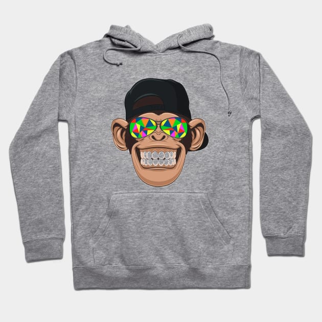 funny monkey with sunglasses Hoodie by Linna-Rose